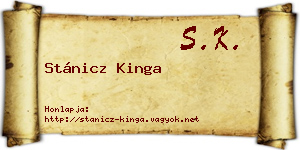 Stánicz Kinga névjegykártya